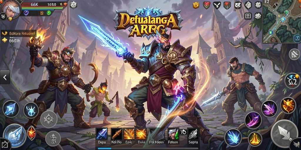 Tampilan utama gameplay 66K yang penuh aksi dan petualangan.