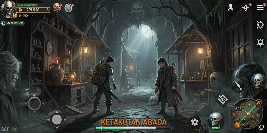 Tangkapan layar gameplay 6CF menampilkan kegelapan dan ketegangan mendalam.