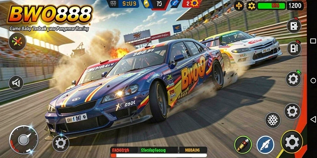 Gameplay mendebarkan BWO888 dengan mobil balap yang cepat dan trek menantang.