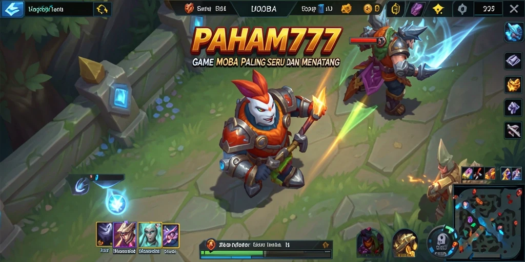 Tampilan menarik gameplay PAHAM777 saat pertempuran MOBA.