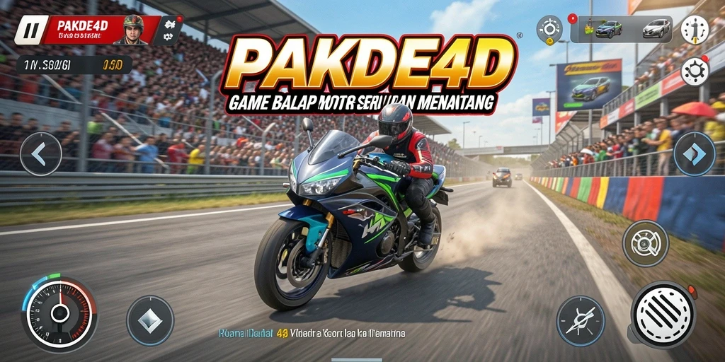 Tampilan gameplay seru dalam PAKDE4D saat balapan motor.