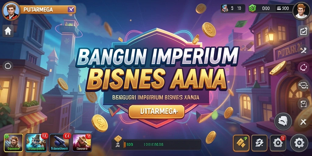 Screenshot gameplay PUTARMEGA yang menunjukkan pengelolaan bisnis yang sukses.