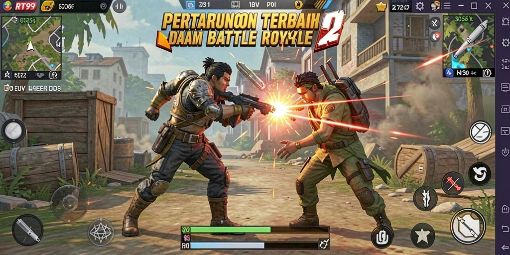 Tampilan gameplay seru dan menegangkan di RT99 Battle Royale.